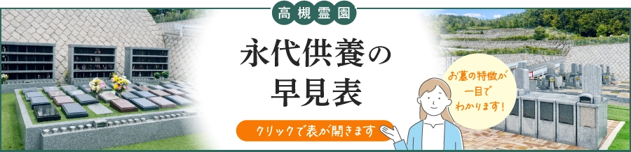 詳しい永代供養一覧表
